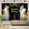thumbnail image 4 of Roaring 20's Happy Birthday Backdrop Black and Golden Retro 1920s Birthday Photography Background White Gold Feathers Vintage Art Birthday Party Decorations Banner Supplies Photo Booth Props, 4 of 5