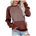 thumbnail image 1 of Wyzesi Chandails en Molleton d'Automne pour Femmes, Mode Décontractée, Rayé, Couleur Unie, avec Poche, Col Rond, Manches Longues, Sweat à Capuche Zippé pour Femmes, Vert, 1 of 5