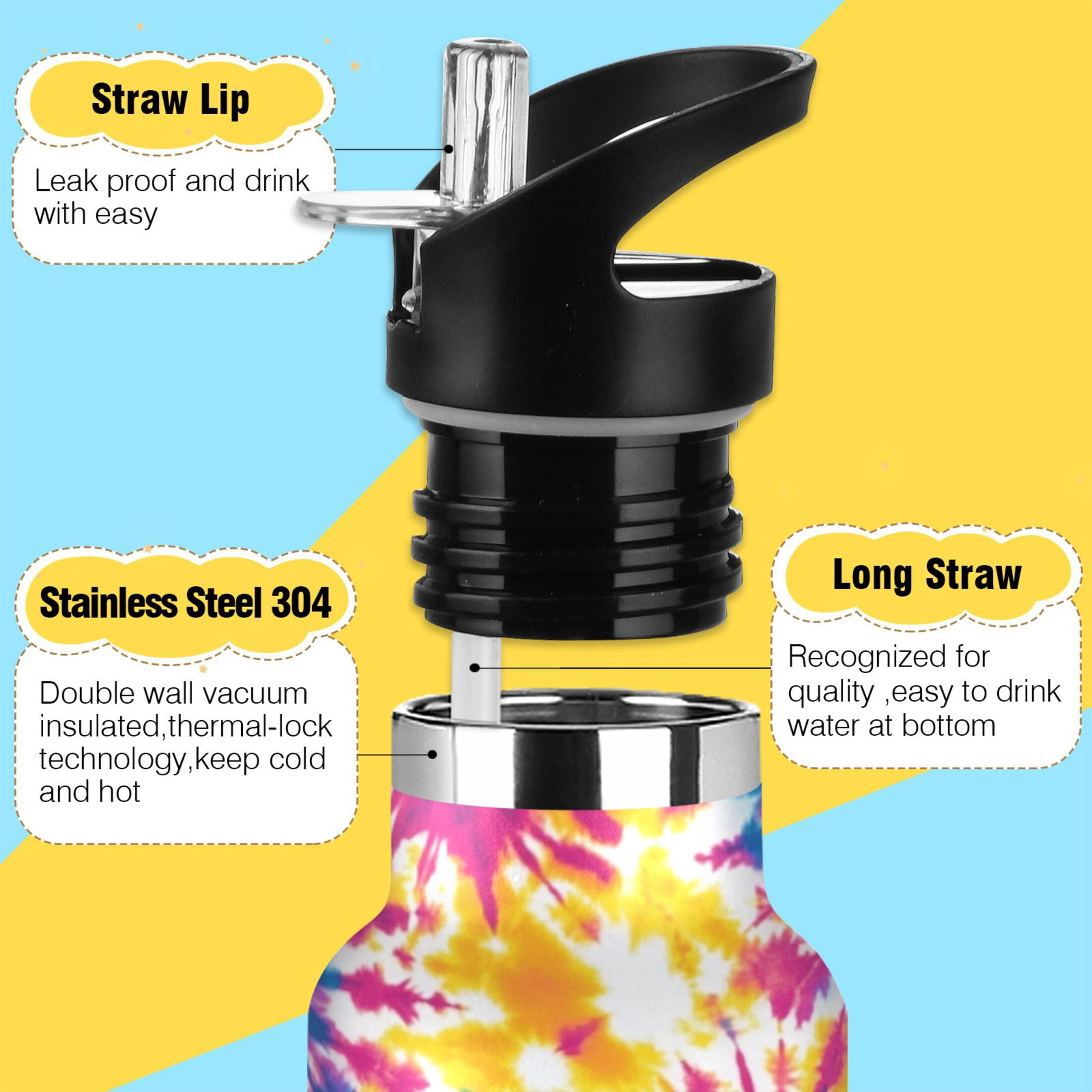 Kids Insulated Stainless Steel Sports Water Bottle 600ml (20oz) Tie-dye Pattern