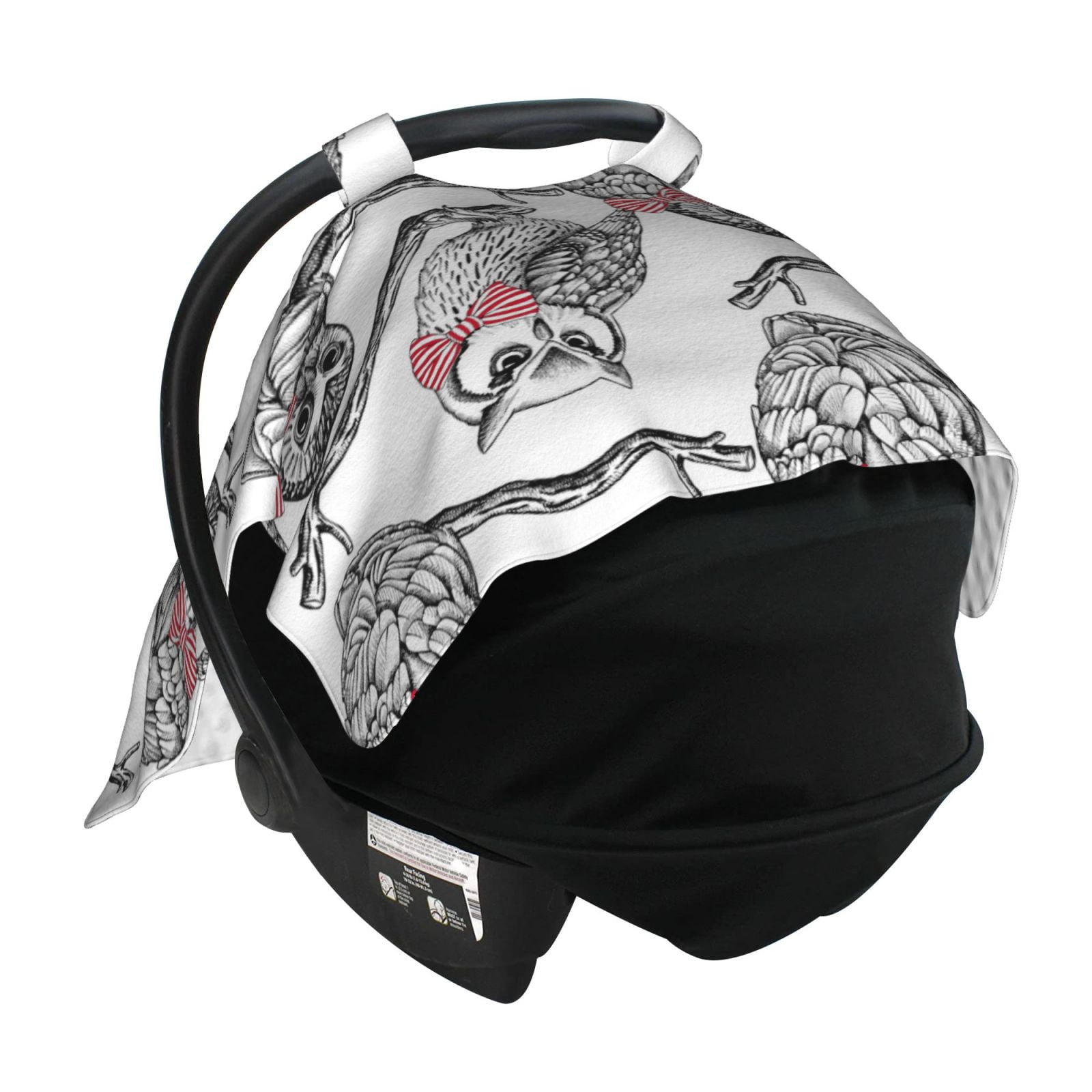 Car Seat Cover Baby - Bow Tie Owl Breathable Infant Car Seat Cover for Baby Carseat, Lightweight Comfort Baby Essentials Must Haves Newborn Stuff for Girl Boy