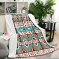 thumbnail image 2 of Traditional Southwestern Couch Blanket Style Patterned Throw - Sherpa-Lined Warm Cozy & Lightweight 50 x60 Blanket Perfect Bed Throw Blanket for Camping Couch Bed, 2 of 5