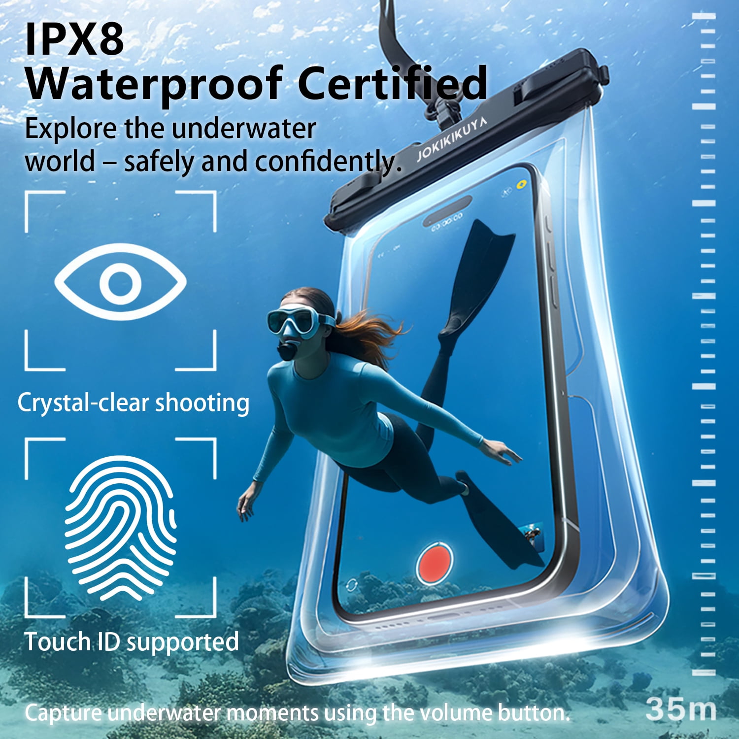 2-Pack IPX8 Waterproof Phone Pouch, 35m Underwater Dry Bag, Fits Up to 7" Phones, Compatible with iPhone 16/15/14/13 Pro Max, Galaxy S25/S24/S23 Ultra, Pixel 9/8, Touch-Friendly Waterproof Case