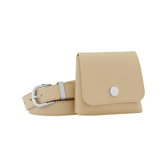 INSPIRE CHIC Mochila de Cintura para Mujeres, Cinturones de Cuero Sintético con Mini Bolsa Extraíble, Bolso Pequeño de Cintura Caqui