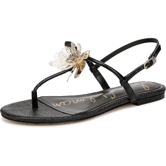 Sam Edelman Women's Eden Thong Flat Sandal Black Patent 10M