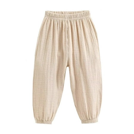 

Wisremt 1-7 Years Toddler Kids Baby Boy Girl Cotton Linen Elastic Basic Harem Long Pants Bloomers Casual