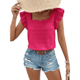 thumbnail image 3 of Top de Mujer con Cuello Cuadrado y Volantes de Corta, Color Rojo Rosa M, 3 of 9
