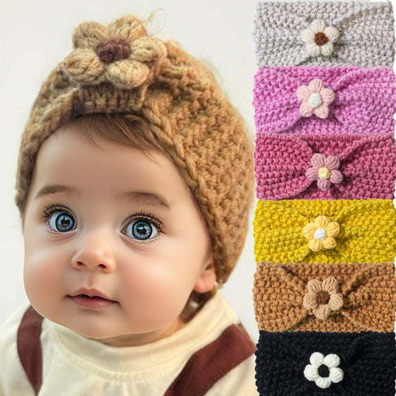Dalrosia 9PCS Baby Turban Head Wrap Headbands Girl Knitting Flower Hairbands