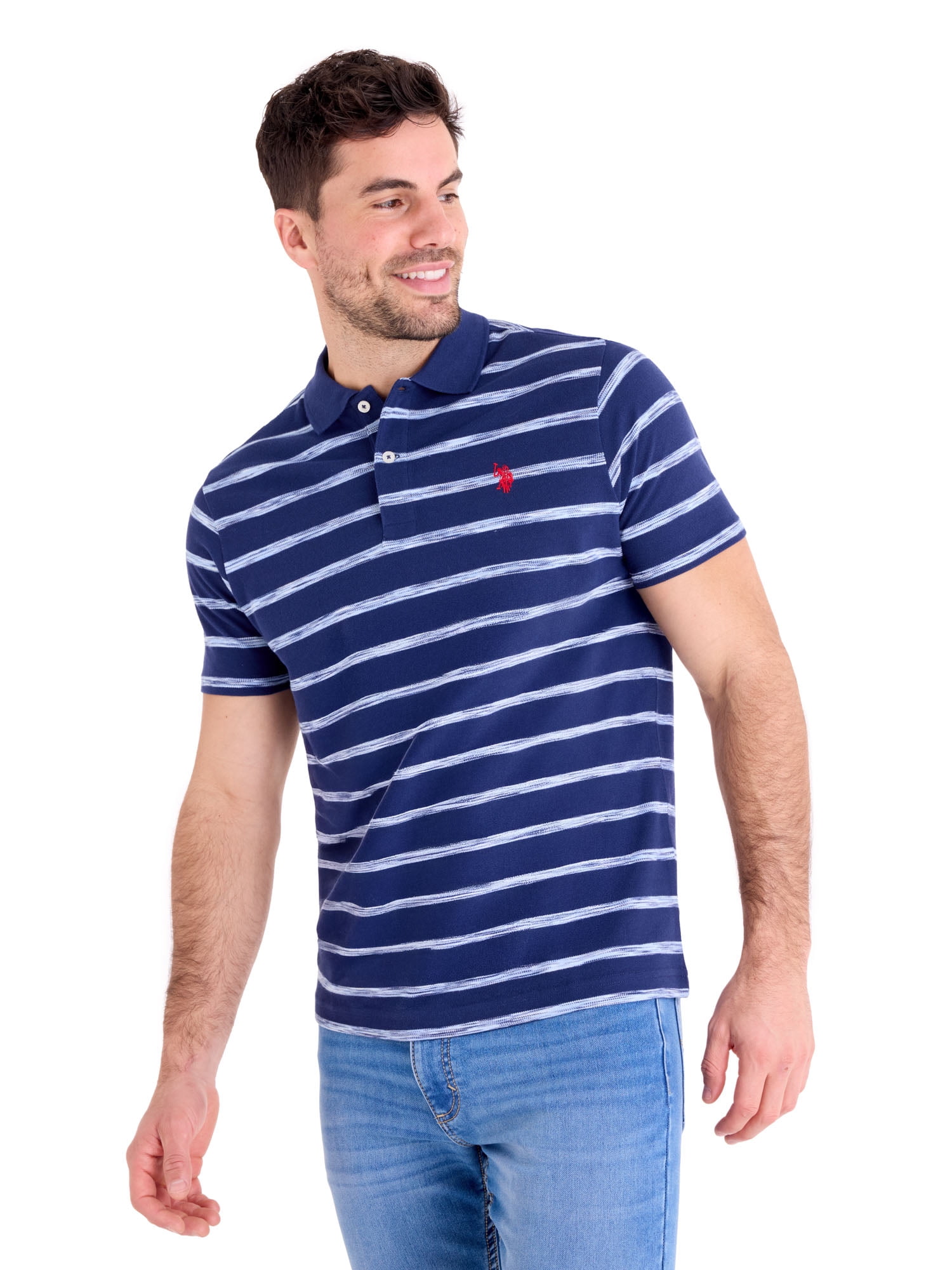 U.S. Polo Assn. Men's Stripe Pique Polo Shirt