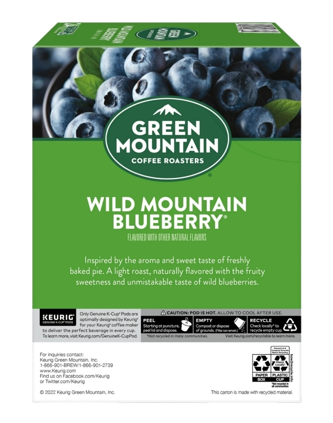 Green Mountain Caramel Vanilla Cream and Wild Mountain Blueberry Coffee K Cups Variety Pack, 48 K Cups Total