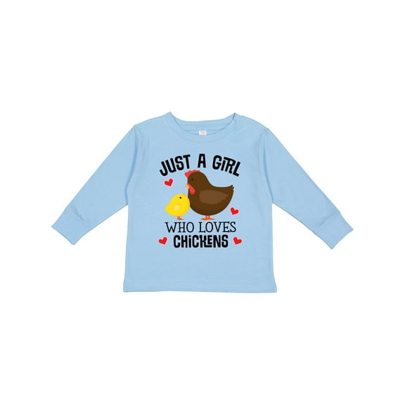 Inktastic Just a Girl Who Loves Chickens Girls Long Sleeve Toddler T-Shirt