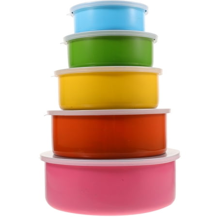 

5 Pcs Color Crisper Salad Bowl Lunch Box Travel Fridge Baby Suits Stainless Steel Mixing Glass