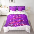 thumbnail image 2 of Manfei Winter Purple Xmas Tree Bedding Comforter Set 7 Pieces for Kids, Cartoon Glitter Snowflake Full Bedding Set, Western Winter Christmas Reversible Fitted Sheet Flat Sheet, Super Cozy Room Decor, 2 of 7