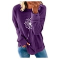 thumbnail image 2 of Elainilye Fashion Shirts for Women Round Neck Long Sleeve T-Shirt Printing Loose Sweatshirt Blouse Tops,Purple, 2 of 6