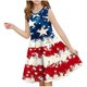 thumbnail image 1 of Odeerbi Niñas Día de La Independencia A-Línea Vestido de Tanque Verano Patriótico Estrella Raya Cuello Redondo Vestido de Sol Casual, 1 of 7