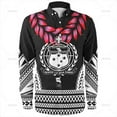 thumbnail image 1 of Camisas de manga larga con estampado 3D del emblema de Samoa polinesia vintage de tamaño pequeño para hombre, blusas con solapa gráfica con patrones nacionales de Samoa, 1 of 6