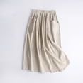 thumbnail image 4 of Bixock Midi Skirt for Women Casual Dresses Elastic Stretch Waist Side Patch Pockets Loose Straight Cut Breathable Summer Daily Street Walking Women Clothings, 4 of 6