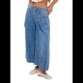 thumbnail image 1 of Pantalones Vaqueros Anchos para Mujer, Holgados, con Cintura Elástica, Botones, Estilo Boyfriend, Informales, Sueltos, con Bolsillos. Azul Profundo L, 1 of 8