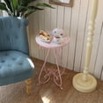 thumbnail image 6 of Outdoor Side Table,14" Round Ceramic Tile Tabletop Accent Table with Metal Frame, Indoor Decorative Plant Stand & End Table for Home,Patio,Garden, 6 of 8