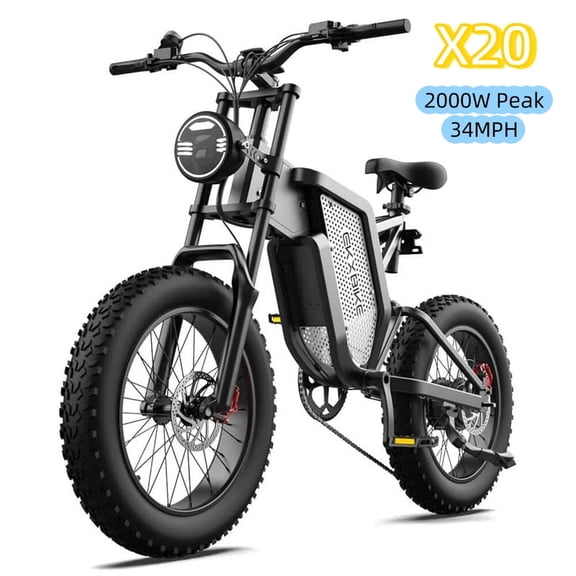 EKXBIKE X20 2000W Electric Bike‖35AH Removable Battery‖34MPH,75 Miles‖20" Fat Tire Mountain eBike for Adults