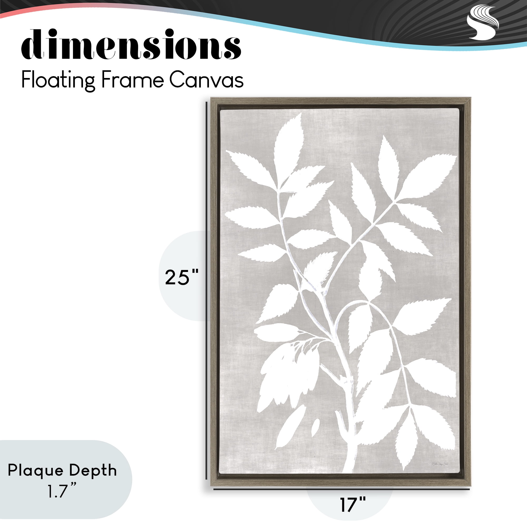 Stupell Industries Minimal Foliage Impression Brown Framed Floater Canvas Wall Art, design by Stellar Design Studio