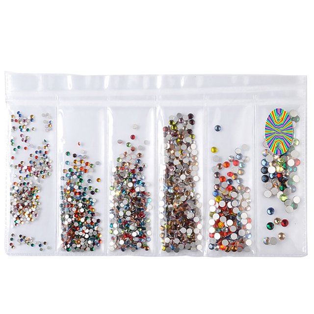 Flatback Rhinestone 6-Size Shiny DIY Round Crystal Gem Flatback Gem for Nail Art