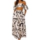 thumbnail image 1 of Faldas largas Mujeres Crop Top + Faldas 2 piezas Impreso Off Shoulder Top + Faldas Beach Set (Beige M) Ygjytge Beige T M para Mujer, 1 of 7