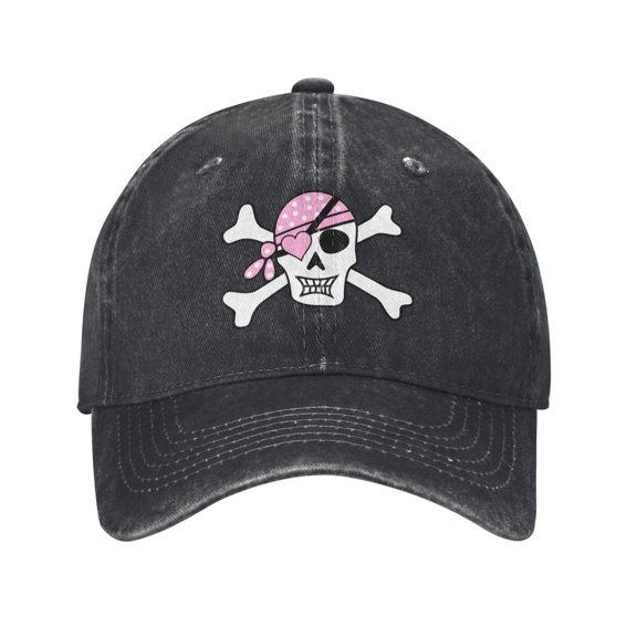 Pink Girl Pirate Skull Baseball Cap Men'S Women'S Fashion Hat Vintage Adjustable Unisex Casquette