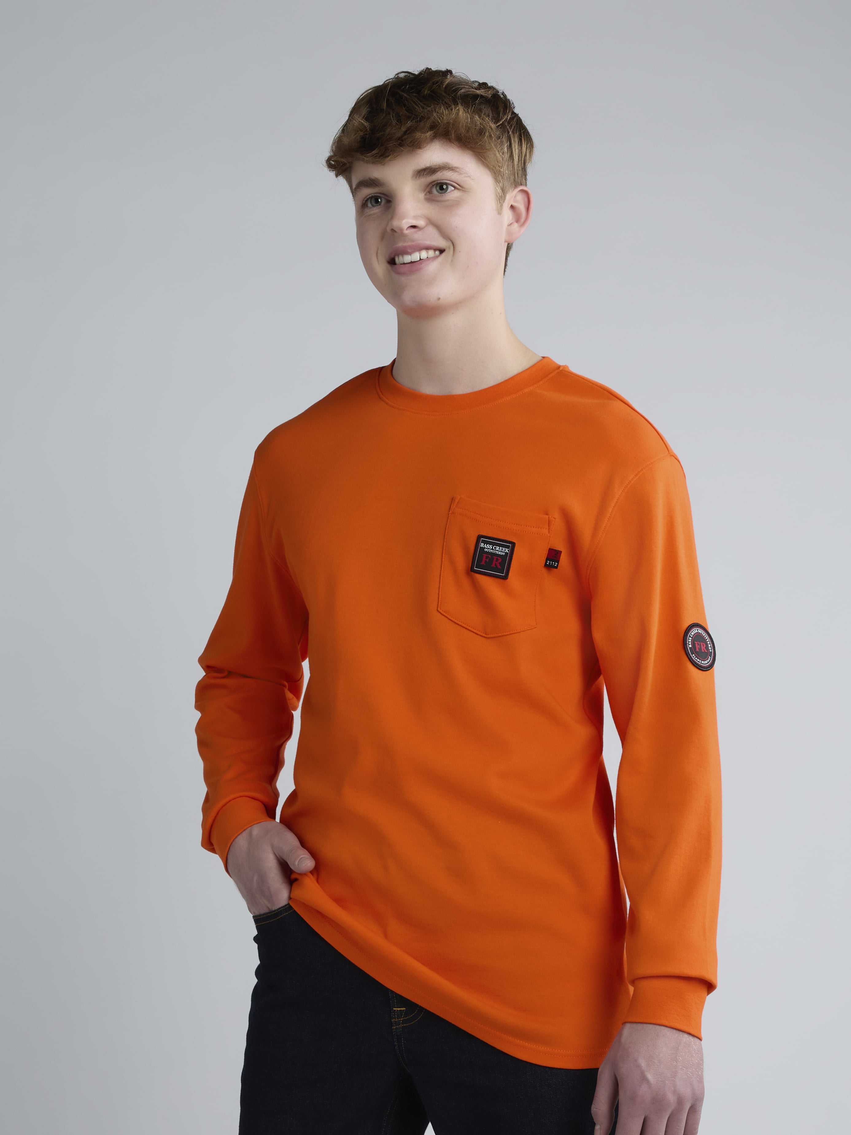 Bass Creek Outfitters Men's Flame Resistant Long Sleeve Crewneck Knit Top, Sizes M-XXL