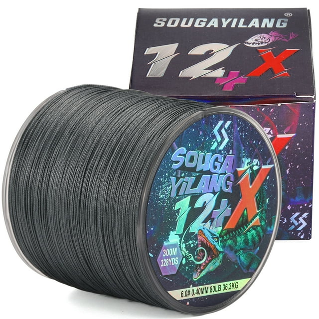 12 Strands Braided Fishing Line 100m/300m PE Line 5Color Max Drag 80lb Multifilament Fishing Line Smooth for Fishing Gray 100m-0.37mm-70lb