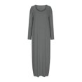 thumbnail image 4 of Yuyuzo Robe Maxi pour Femmes Manches Longues Décontractée Robe de Maison Couleur Unie Col Rond Basique Confortable, 4 of 6