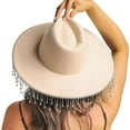 thumbnail image 2 of Women Cowboy Hat Wide Brim Rhinestone Tasseled Western Large Cap, 2 of 3
