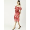 thumbnail image 3 of Moomaya Printed Off-Shoulder Poly Georgette Midi Dress Cinched Long Dress, 3 of 8