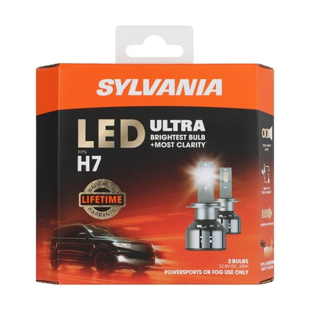 SYLVANIA H7 LED Ultra - Fog Lights For Cars and Trucks - Headlight Bulbs for Off Road Powersports - 6000k Cool White LED Light - Maximum Lifespan - No Polarity - DIY Upgrade