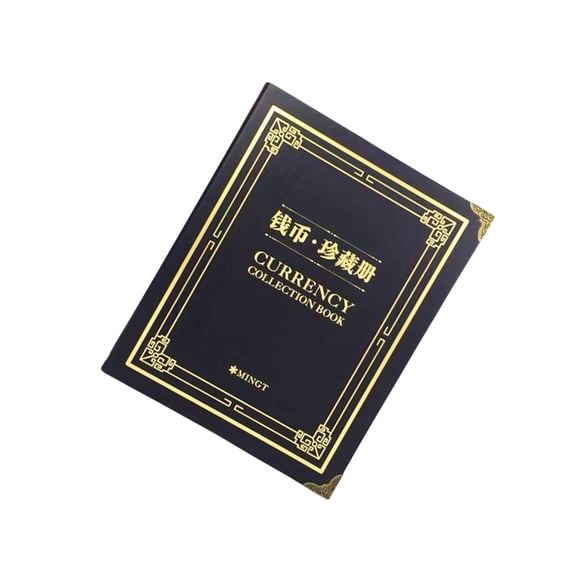 Álbum de billetes de papel, 30 páginas, billetes, 180 compartimentos, soporte para monedas, 6 ranuras, mangas de hojas sueltas, colector de Cuadernos de escritura y cuadernos de bocetos Negro
