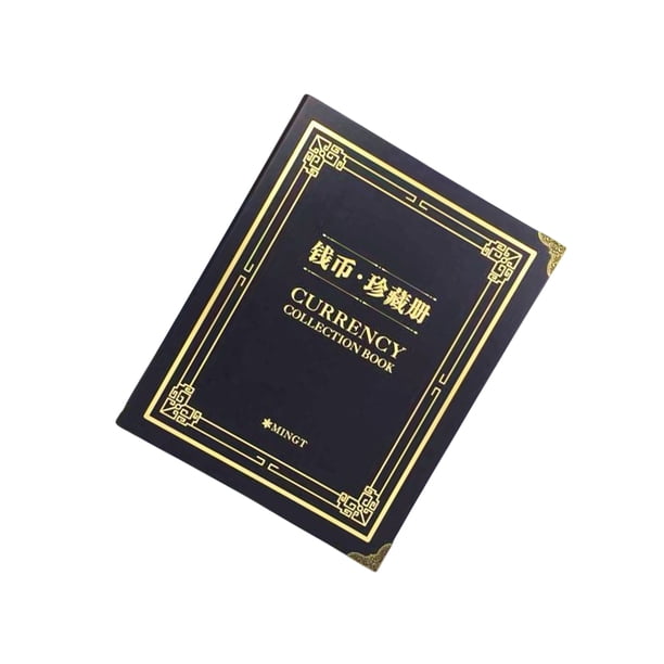 Álbum de billetes de papel, libro de colección de billetes, 180 compartimentos, sellos reutilizables, colector de protección de hojas de 6 Cuadernos de escritura y cuadernos de bocetos Negro