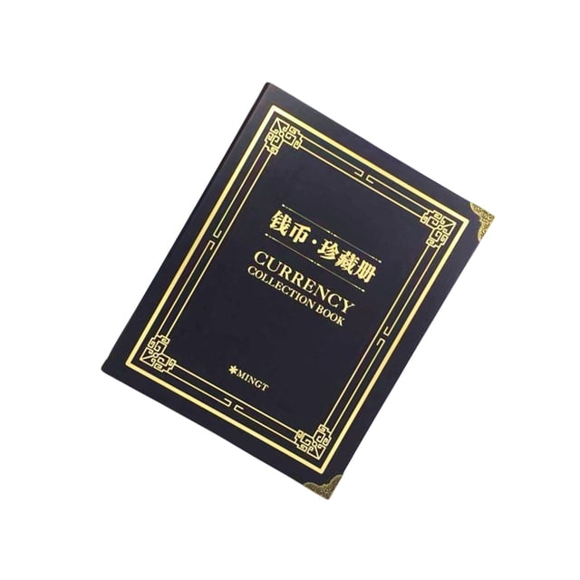Álbum de billetes de papel, libro de colección de billetes, 180 compartimentos, sellos reutilizables, colector de protección de hojas de 6 Cuadernos de escritura y cuadernos de bocetos Negro