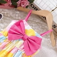 thumbnail image 4 of Toddler Baby Girls 2PC Outfits Dress Easter Dresses Vacation Cute StrawberrySleeveless Big Bow Dress and Soft Sun Hat Summer Flowy Beach Dresses Two Piece Sets #Yellow 3-4 Years, 4 of 7