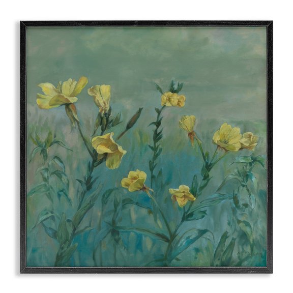 Stupell Industries Buttercup Flower Field Landscape & Nature Painting Black Framed Art Print Wall Art, 12 x 12