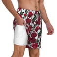 thumbnail image 3 of Picia Rose Flowers pattern Mens Swim Trunks with Compression Liner Stretch Beach Shorts Quick Dry with Zipper Pockets No-Chafing Board Shorts-Small, 3 of 9