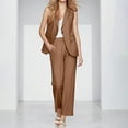 thumbnail image 4 of Roncen Women's Sleeveless Vest & Wide-Leg Suit Set - Business Casual Two-Piece Blazer Outfit with Elastic Waist & Pockets, 4 of 7