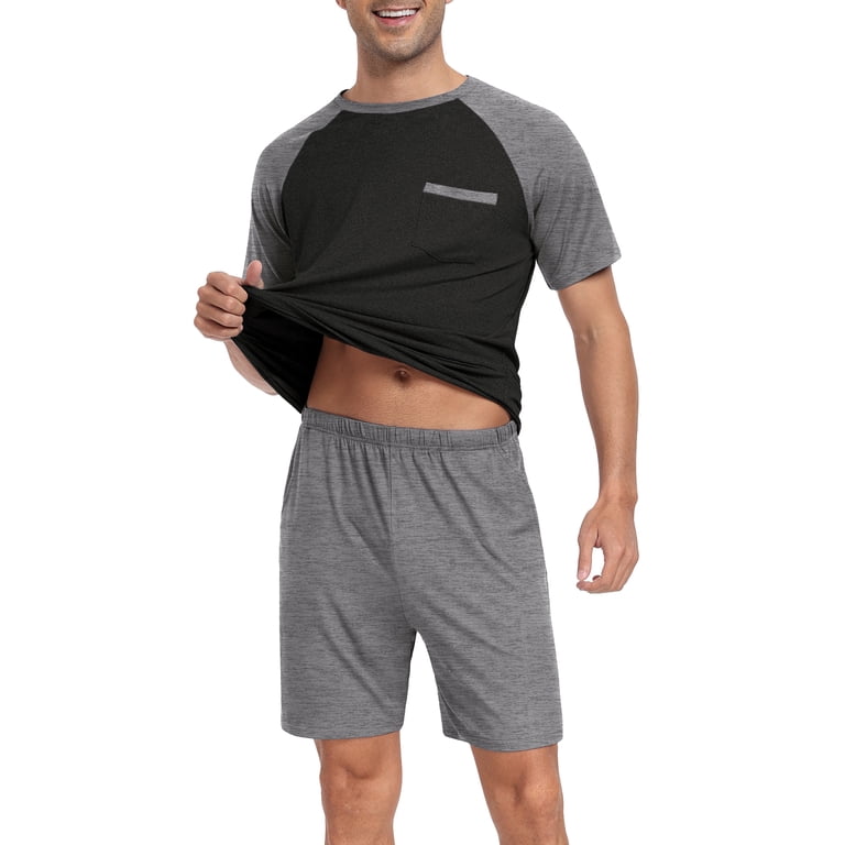 MINTREUS Men's Pajama Set Short Sleeve Raglan photo 3