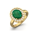 thumbnail image 2 of 925 Sterling Silver Gold Vermeil 6mm Round Emerald Solitaire Women Valentines Day Gifts Ring, 2 of 4