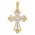 thumbnail image 1 of 14K Rhodium Plated Yellow Gold w/Rhodium Budded Cross Pendant, 1 of 2