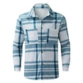 thumbnail image 3 of Gephdiin Long Sleeve Shirts for Men Mens Shirts Men's Autumn And Winter Color Plaid Single-Breasted Warm Thick Long-Sleeved Shirt Jacket Mens T-Shirts Shirts for Men Polyester Blue 3Xl, 3 of 7