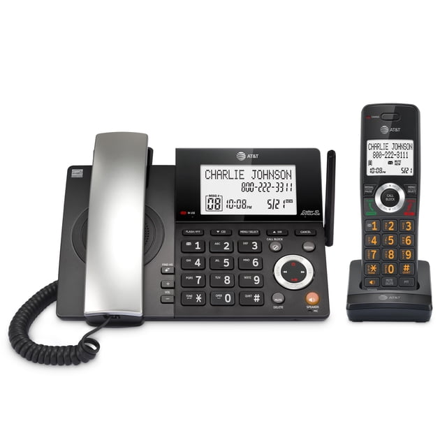 AT&T Detect 6.0 Téléphone Résidentiel Filaire/sans Fil avec 1 Combiné et Répondeur, Bloqueur d'Appels Intelligent, Afficheur d'Appels, Grand Écran Rétroéclairé, Gros Bouton, Spea