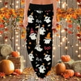 thumbnail image 2 of Fiaer Womens Halloween Pajamas Pants Pumpkins Sleepwear Trousers Cute Soft Loose Fit Trendy High Waist Pjs Slacks Dark Purple L, 2 of 5