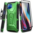thumbnail image 6 of Nagebee Phone Case Compatible for Motorola Moto One 5G / Moto One 5G UW / Moto G 5G Plus with Tempered Glass Screen Protector, Belt Clip Holster with Built-in Kickstand Shockproof Armor Rugged (Green), 6 of 6