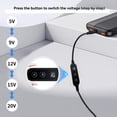 thumbnail image 3 of Cable Elevador de Potencia de Tipo C A CC, Voltaje Ajustable de 5 V/9 V/12 V/15 V/20 V, Cable Elevador de Carga Rápida USB C A CC., 3 of 5