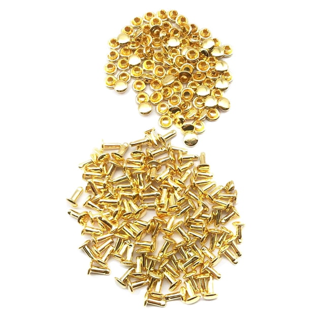 100 Juegos de Remaches de Tachuelas Dobles Sunnimix 6x8 mm Dorado