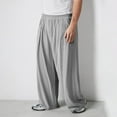 thumbnail image 4 of ibuvkizy Linen Pants Men Plus Size with Pockets Open Bottom Elastic Waist Solid Color Wide Leg Full Length Pants,Sizes L-4XL, 4 of 8